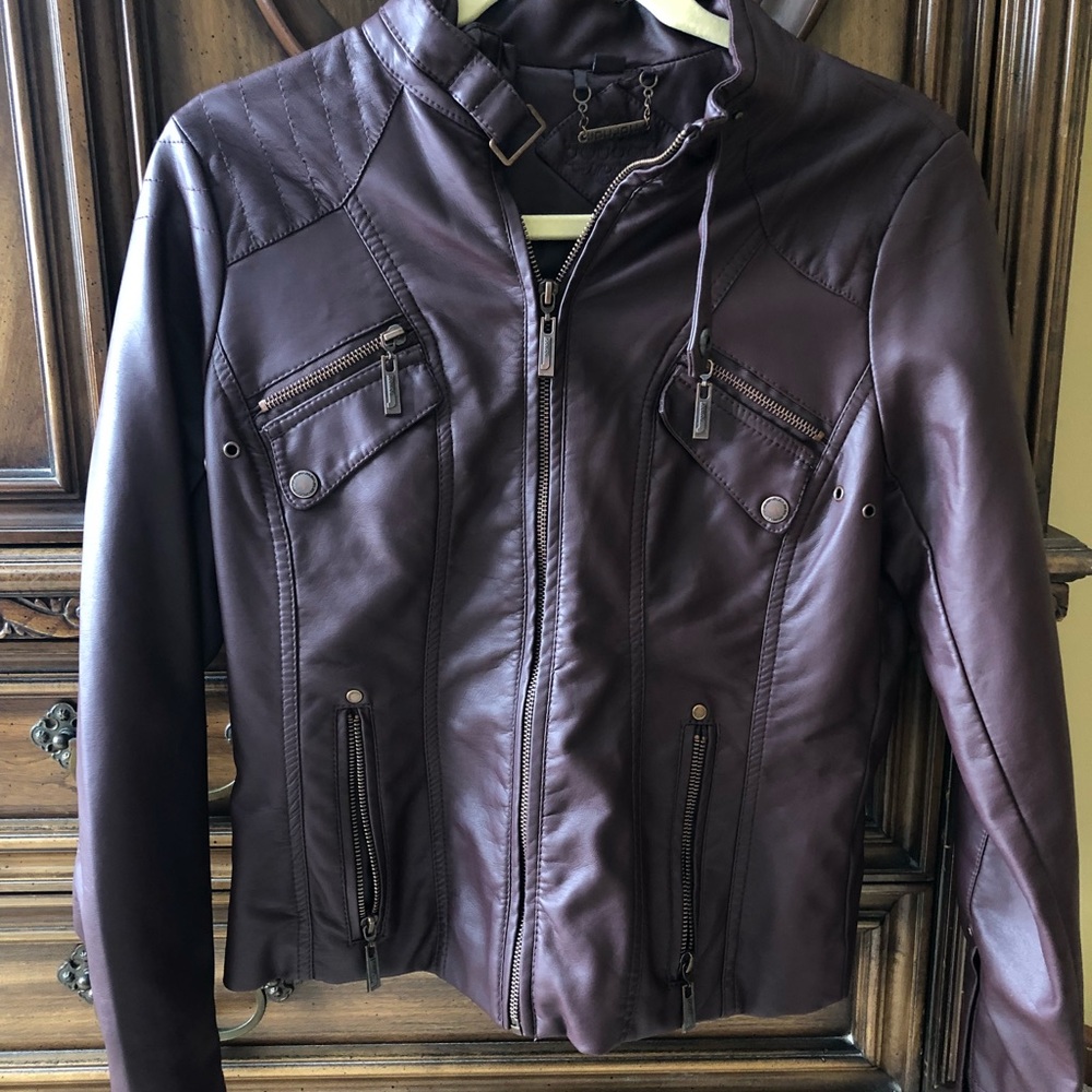Dark purple Moto leather jacket